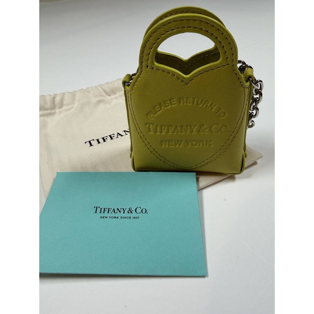 Tiffany & Co. Please Return To Tiffany Chartreuse Leather Nano Micro Charm Bag